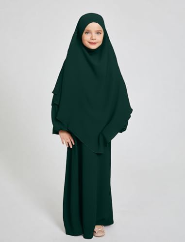 AFAVOM Muslim Dress for Girls Islamic Prayer Abaya with Hijab Kids Long Sleeve Kaftan Robe Maxi Dresses Ramadan Dubai Clothes4