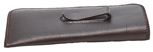 Image of Calabria S-41 Soft Slim Slip In Eyeglass Case w /Pocket Belt Clip PU Leather Mens Womens Glasses Holder Pouch Sleeve Storage