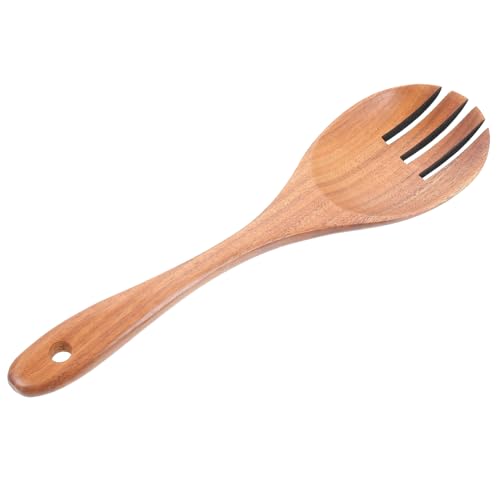 SOLUSTRE Elegant Wooden Salad Fork 2-in-1 Salad Serving Utensil Fruit Fork Wooden Spork for Parties