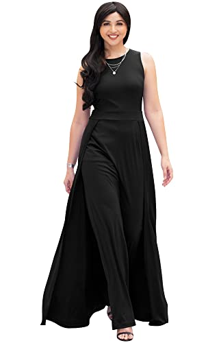 KOH KOH Womens Sleevless Long Pant Cape Dressy Pockets...