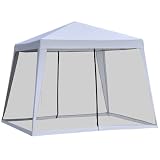 Outsunny Carpa de Jardín 3x3 m Gazebo con Mosquitera 4 Laterales Gris