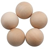 JAKOUE 5PCS 2 inch (5cm) Wooden Balls, Unfinished Wooden Round Balls for Crafts | Hardwood Craft Spheres for DIY, Decor & Crafts