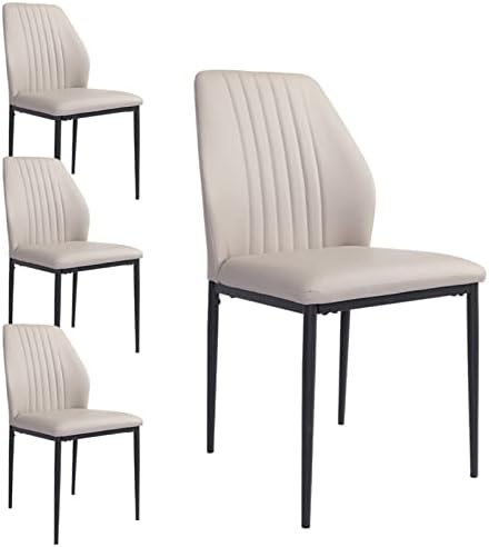 Zerifevni Dining Chairs Set of 4, Faux Leather Modern Style Kitchen Chairs (4 Beige)