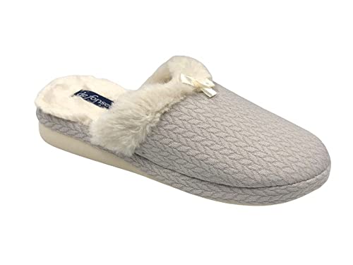 Taglia: 37 Eu de fonseca Pantofole Donna Invernali con zeppetta con Morbida finitura in eco pelliccia per Interni ed Esterni Comfort Benessere e Stile da interno con suola Rinforzata (GRIGIO, numeric_37)