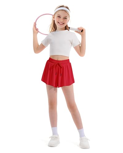 Witwot Butterfly Shorts Girls, 2-in-1 Teen/Kids Girl Flowy Skort for Running, Tennis, Dance3