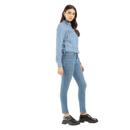 Image of Women's Mid Rise 711 Skinny Blue Jeans