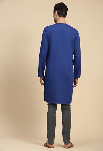 Men's Cotton Henley Shirts Long Sleeve Band Collar T-Shirts Longline Kurta Beach Shirts with Pocket2