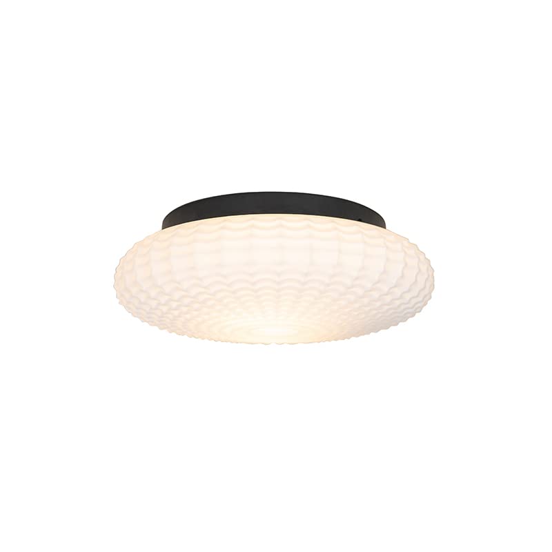 Qazqa classic-antique Deckenleuchte, Deckenlampe - Nohmi - Weiß, Rund, 2-flammig, 35cm, Ideal als Badezimmerlampe und