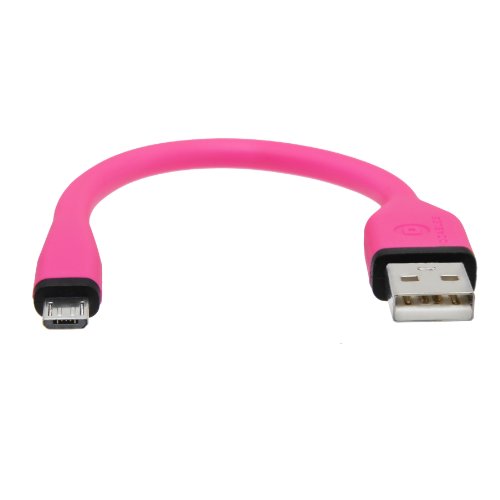 dCables Bendy & Durable Short Micro USB Charging Cable - 7 Inch - Pink - for Android