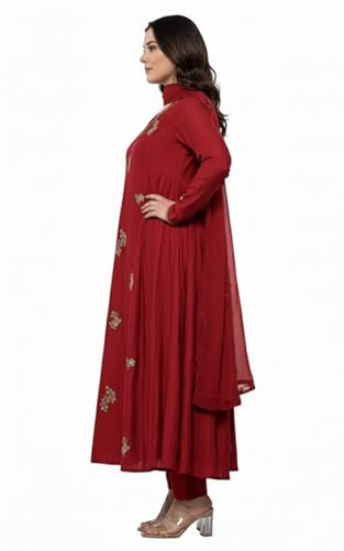 Image of KLOSIA Women Embroidery Solid Anarkali Kurta and Pant Set with Dupatta