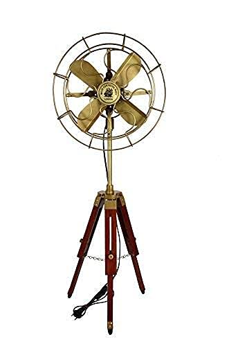 Antique Fan With Wooden tripod Stand Modern Look and Collectible Item.