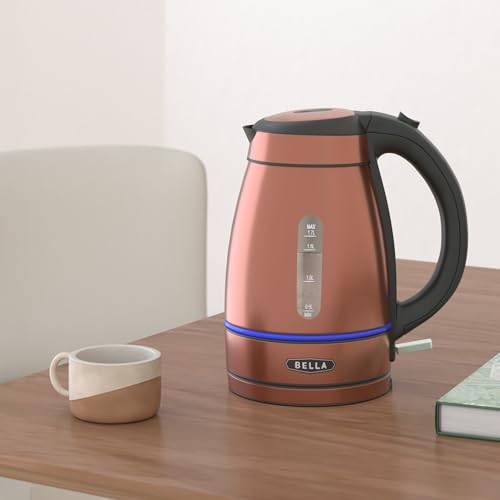 BELLA 1.7 Liter Electric Tea Kettle Copper Chrome