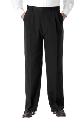 KingSize Men's Big & Tall No Hassle Classic Fit Expandable Waist Double-Pleat Dress Pants