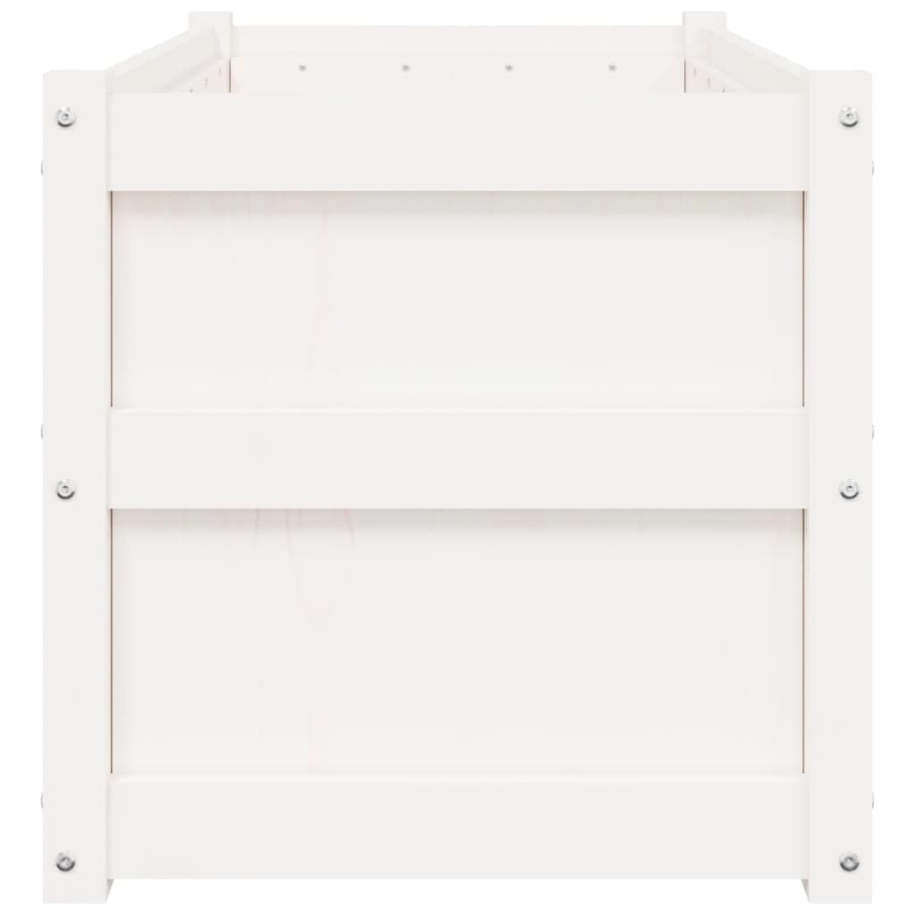 Donice ogrodowe 2 szt biale lite drewno sosnowe duze skrzynie na kwiaty na taras balkon ozdobne pojemniki z naturalnego drewna o wymiarach 90x50x50 cm prosty montaz