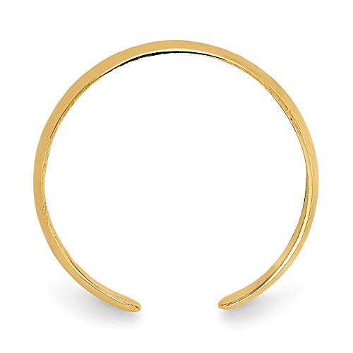 Jewelryweb - Solid 14K Yellow Gold 3Mm Classic Polished Adjustable Toe Ring - Toe Ring For Woman - Non Tarnish Toe Ring - Solid Gold Boho Toe Ring #TOP6