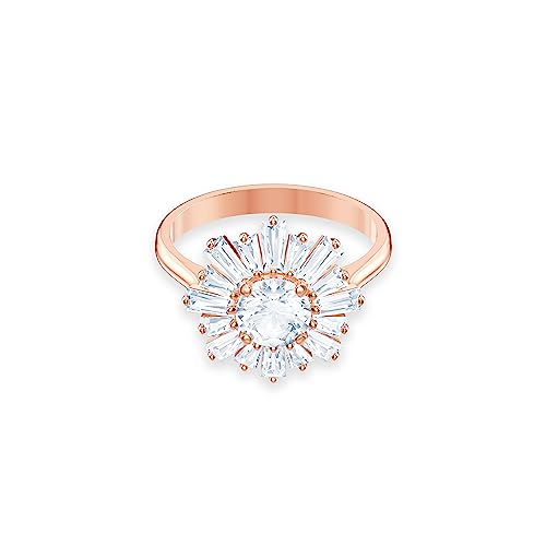 Swarovski Donna 5474918 Anello Sunshine, Bianco, Placcato Oro Rosa