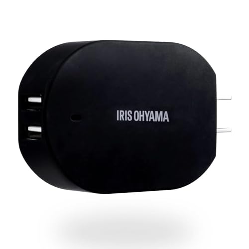 アイリスオーヤマ USB充電器 USB 2ポート(USB-Ax2) 24W PD 急速充電 ACアダプター コンセント 充電器 電源 折りたたみ式プラグ 携帯充電器 iPad iPhone Android PSE技術基準適合 ブラック IQC-C242-B