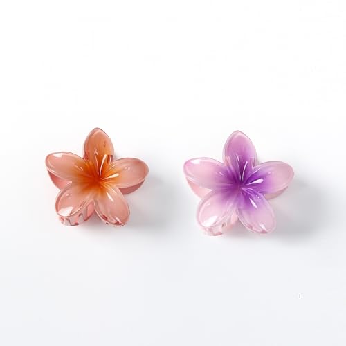 Hawaiian Plumeria Accessories – 2 Pack Large Claw Clips, Thick & Thin Hair Accessories, Beach & Tropical Flower Decor, Nonslip Plumeria Claw Clips for Women