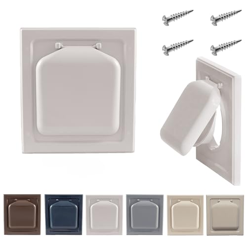 Image of NO-PEST VENT Dual Door Dryer Vent Cover 4 Inch Outdoor, Made in USA, Highest UV-Resistant Plastic, No Lint-Collecting Screen (Light Grey, 4 inch Plastic Vent With Duct Tube)