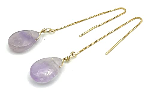 Boucles d'oreilles améthyste lavande en vermeil d'or 24k de haute joaillerie