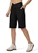 WILLIT Shorts Damen Capri Yogahose Kurze Hose Sporthose Bermuda High Waist Laufhose Traininghose Freizeit Fitness Running Gym mit Taschen Schwarz L