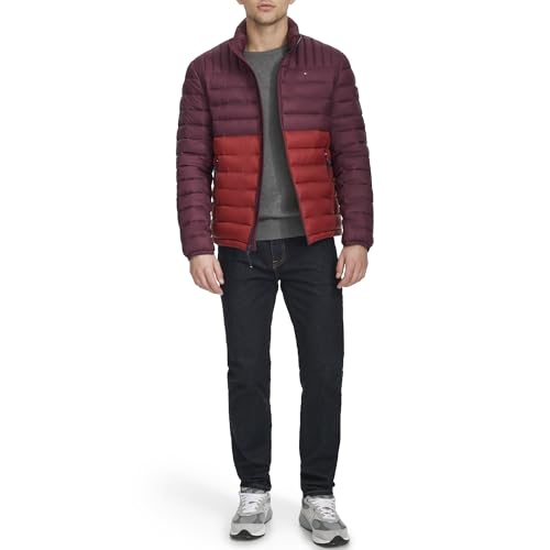 Image of Tommy Hilfiger Mens Embroidered Logo Puffer Jacket