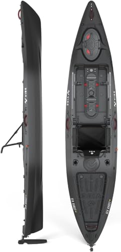 Vibe Sea Ghost 130 Fishing Kayak | 13ft with Ample Cargo Space, Adjustable Foot Braces, Gear Mounts | Includes Hero Seat 2.0 and Versa Console (Raven)
