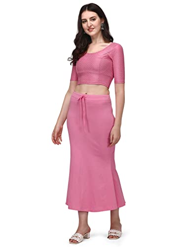 Shiv Textiles Round Neck Dobby Cotton Lycra Stretchable Elbow Sleeve Readymade Saree Blouse For Women Stylish (Pinkpluse Size)