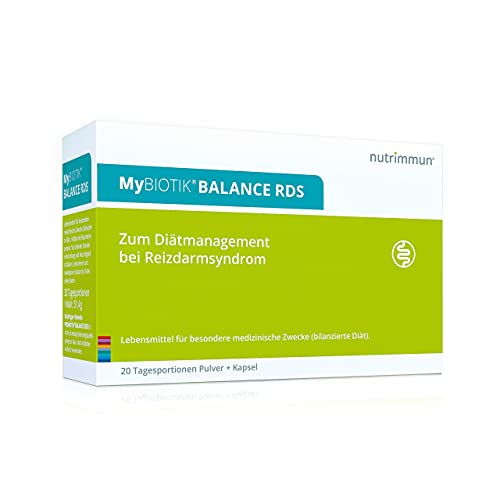 nutrimmun MyBIOTIK® BALANCE RDS (20 x 2 g prášku, 20 kapslí) – potraviny pro management stravy při syndromu dráždivého střeva – s kmenem bakterií LP299V® a vitaminem D, vápníkem a vitamíny B