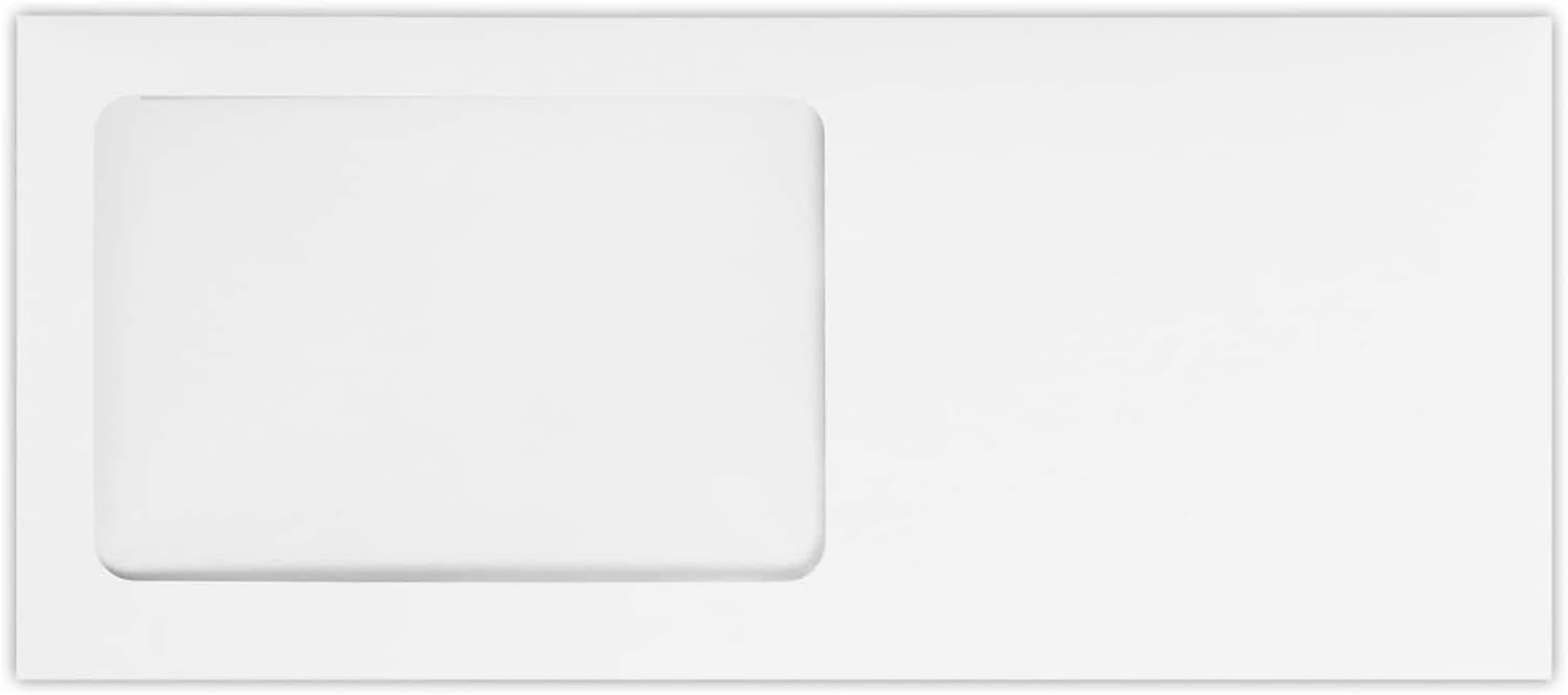 LUXPaper #10 Business Window Envelopes | Commercial Flap | Security Tint | 4 1/8" x 9 1/2" | Bright White (Laser Safe) | 24lb. Text | 500 Qty