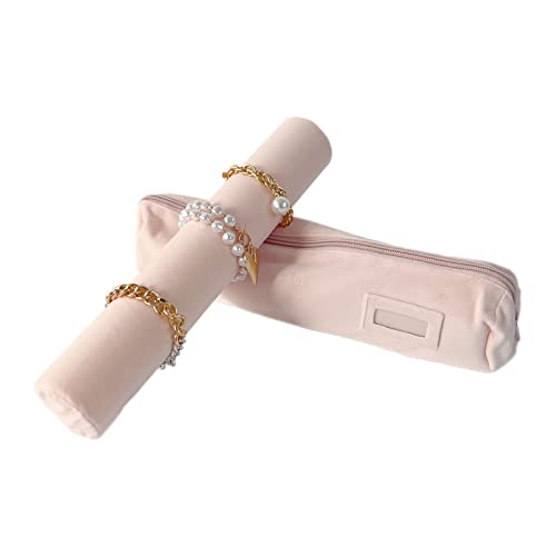 UnionPlus Travel Jewelry Roll for Bracelets Bangles Watches, Nude Pink