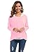 UGET Women's Oversized Baggy Tops Off Shoulder Loose Fitting Pullover Casual Pink Blouse T-Shirt Sweater Long Batwing Sleeve XX-Large