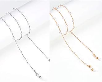 Frienda 2 Pcs Pearl Eyeglass Chains Women Beaded Glasses Straps Sunglasses Lanyard Eyewear Chain Holder Reading Eyeglasses