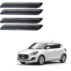 VRT Car Bumper Protector Guard with Double Chrome Strip for Car 4Pcs - Black for All Cars (Small)