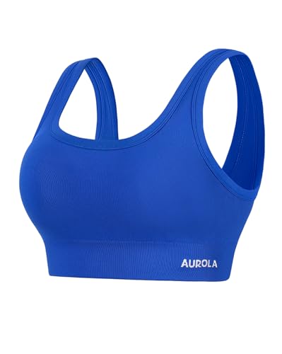 Image of AUROLA Power Womens Square Back Basic Sports Bra - Square Neck Padded Low Impact Yoga Bra Workout Crop Top