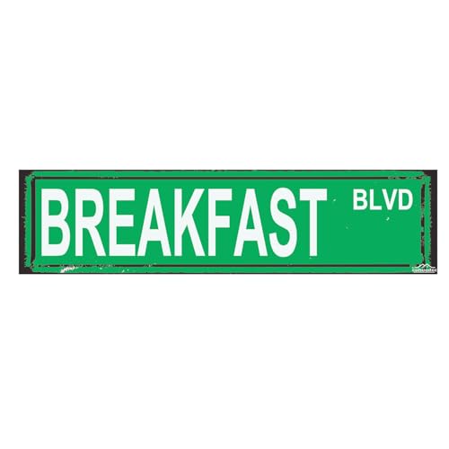 Breakfast Blvd Metal Sign - Rustic Diner Style Wall Decor