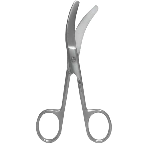 YNR First Aid Lister Bandage Scissors - Trauma Shears for Nurses Paramedics Doctors, Stainless Steel Safety Sharp Blunt Tip, First Aid Scissor & Bandage Scissor for Nurses | (Curved-R)