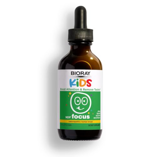 BIORAY Kids NDF Focus, Citrus - 2 fl oz - Supports Cognitive Function, Enhances Clarity & Promotes Steady Energy Levels - Non-GMO, Vegetarian, Gluten Free - 1-2 Month Supply