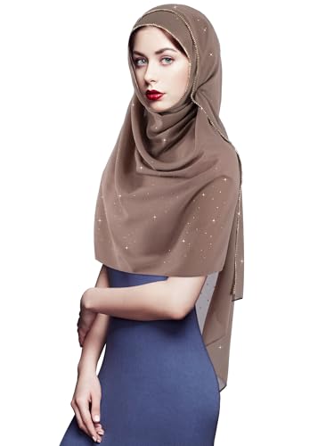 Écharpe hijab pour femme de qualité supérieure en soie douce et strass