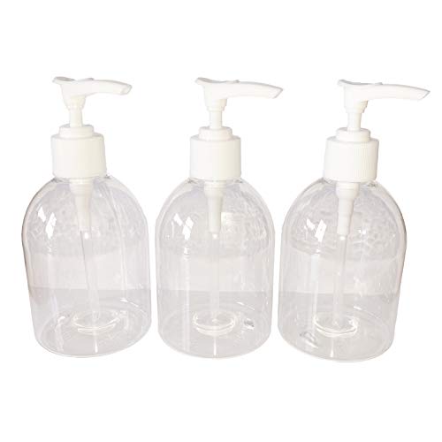 SHC Web 10 flaconi vuoti da 250 ml in plastica trasparente con pompa per lozione bianca (dispenser di sapone liquidi/gel per le mani)