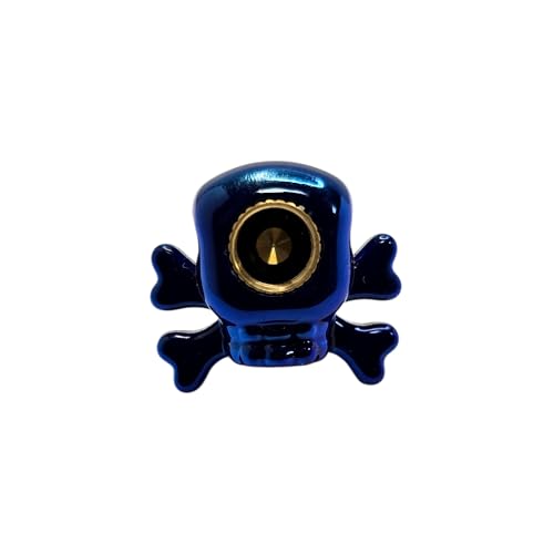 cyclingcolors 4 Tapas de Válvula de Plástico Calavera Hueso Cruzado para Válvulas Schrader de Neumáticos de Bicicleta Motocicleta Coche Quad E-Scooter, Azul miniatura 3