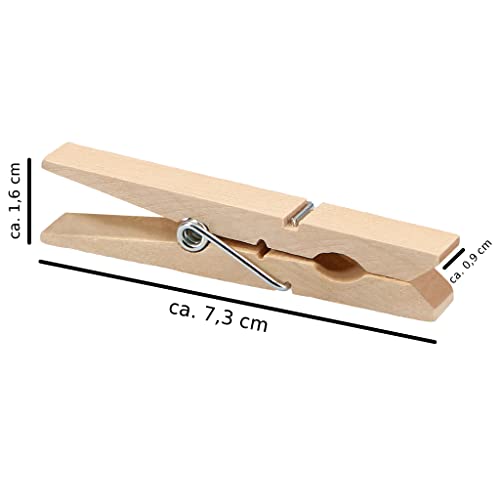 150 x Wäscheklammern Holz groß VonBueren | Holzklammern aus nachhaltigem unbehandeltem Birkenholz | Holzwäscheklammern auch zum Basteln