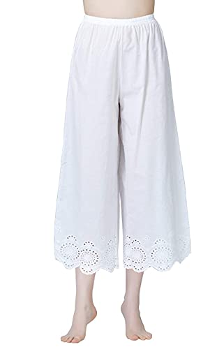 Image of BEAUTELICATE Vintage Cotton Shorts Pettipants Culotte Slip Cropped Sleepwear Pants with Lace Edge