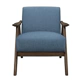 Lexicon Mid Century Modern Accent Chair with Solid Wood Frame in Walnut Finish,...