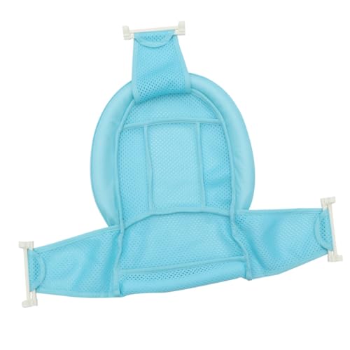 Image of Baby Bath Seat Support Net with Mesh for Head and Neck Comfort Hands-Free Bathing Blue 19 Inch