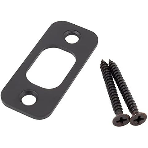 Round Corner Deadbolt Strike Plate, 1" x 2-1/4", 1-5/8" Center-to-Center, Matte Black by Stone Harbor Hardware Cover
