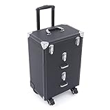 CHLDESSING Professional Rolling Makeup Case cosmetology case on Wheels 2 large drawers nail case tro