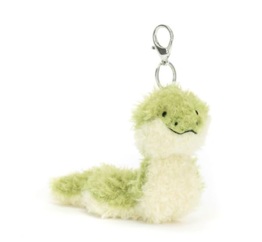 Jellycat, Bag Charm Little Snake, Green and Cream, 4 Inches