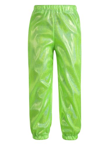 Kids Boys Girls Shiny Metallic Harem Pants Elastic Waistband Jazz Dance Trousers Loose Casual Hippy Sweatpants