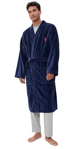 Polo Ralph Lauren Underwear Mens Terry Velour Robe Cruise Navy S-M